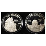 (2) 1997 COOK ISLANDS $50 9O% SILVER PROOF
