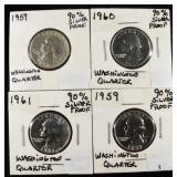 (4) 90% SILVER PROOF WASHINGTON QUARTERS