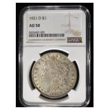 1921-D MORGAN DOLLAR NGC AU50