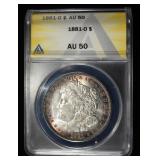 1881-O MORGAN DOLLAR ANACS AU50