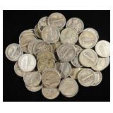 (50) 90% SILVER MERCURY DIMES