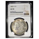 1885-O MORGAN DOLLAR NGC AU58