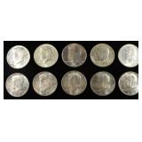 (10) 90% SILVER KENNEDY HALF DOLLARS