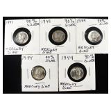 (2) 1941 & (3) 1944 MERCURY DIMES