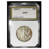 1947-D WALKING LIBERTY 50C PCI GEM BU