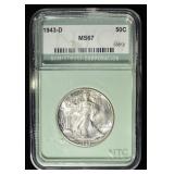 1943-D WALKING LIBERTY 50C NTC SUPERB GEM BU