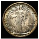 1917 WALKING LIBERTY HALF GEM BU COLOR