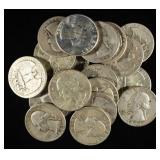 (20) 90% SILVER WASHINGTON QUARTERS