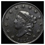 1824 LARGE CENT AU/BU