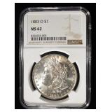 1883-O MORGAN DOLLAR NGC MS62