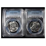 (2) 1963 FRANKLIN HALF DOLLARS PCGS MS 64