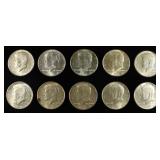 (10) 90% SILVER KENNEDY HALF DOLLARS
