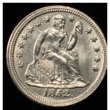 1852 SEATED LIBERTY DIME CH/GEM BU