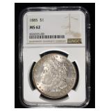 1885 MORGAN DOLLAR NGC MS62
