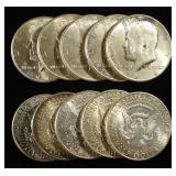 (10) 90% SILVER KENNEDY HALF DOLLARS