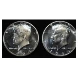 (2) 90% SILVER 1964 KENNEDY HALF DOLLARS PROOF BU