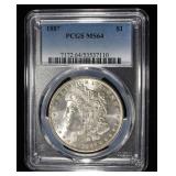 1887 MORGAN DOLLAR PCGS MS-64