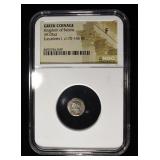 c.170-145 BC EUCRATIDES, AR OBOL NGC F