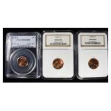 (3) GRADED LINCOLN CENTS MS66RD