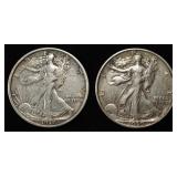 1917 & 1939-S WALKING LIBERTY HALF DOLLAR XF