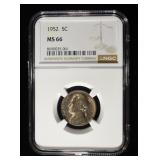 1952 JEFFERSON NICKEL NGC MS 66