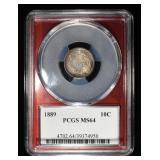 1889 SEATED LIBERTY DIME PCGS MS-64