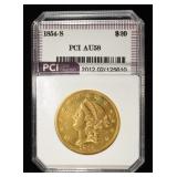 1854-S $20 LIBERTY GOLD PCI AU/BU