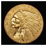 1908 $2.5 INDIAN GOLD VERY CH BU NEAR GEM