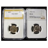 (2) GRADED NICKELS