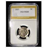 1937 BUFFALO NICKEL PGA SUPERB GEM BU