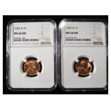 1955-D & 1957-D WHEAT CENTS NGC MS66 RD