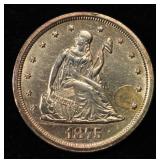 1875-S 20-CENT PIECE NICE BU OLD CLEANING