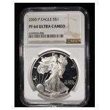 2000-P AMERICAN SILVER EAGLE NGC PF64 ULTRA CAMEO