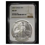 2007 AMERICAN SILVER EAGLE NGC MS69