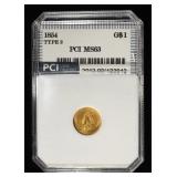 1854 $1 GOLD TYPE2 PCI CH BU