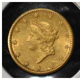 1849 NO 'L' $1 GOLD TYPE1 NICE AU/UNC