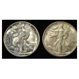 1942-S & 1943-D WALKING LIBERTY HALF DOLLARS AU/BU