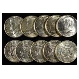 (10) KENNEDY HALF DOLLARS 90% SILVER