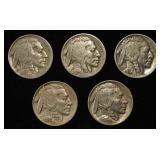 1913 TY1, 26, 35-S, 17 & 34 BUFFALO NICKELS