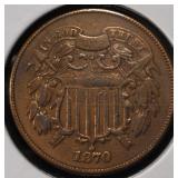 1870 2-CENT PIECES XF/AU