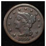 1844/81 BRAIDED HAIR LARGE CENT FINE