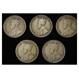 (5) 92.5% STERLING FOREIGN COINS