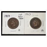 1859 & 1863 INDIAN CENTS