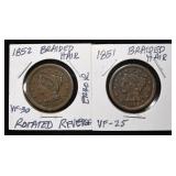 1851 & 1852 BRAIDED HAIR CENTS