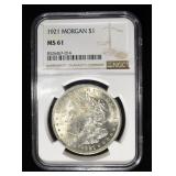 1921 MORGAN DOLLAR NGC MS61