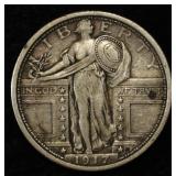 1917 TYPE 1 STANDING LIBERTY QUARTER XF