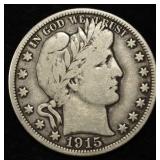 1915-D BARBER HALF DOLLAR VG/F