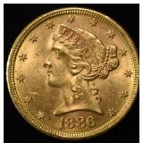 1886-S LIBERTY GOLD $5