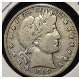 1909-S BARBER HALF DOLLAR