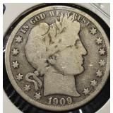 1909-O BARBER HALF DOLLAR